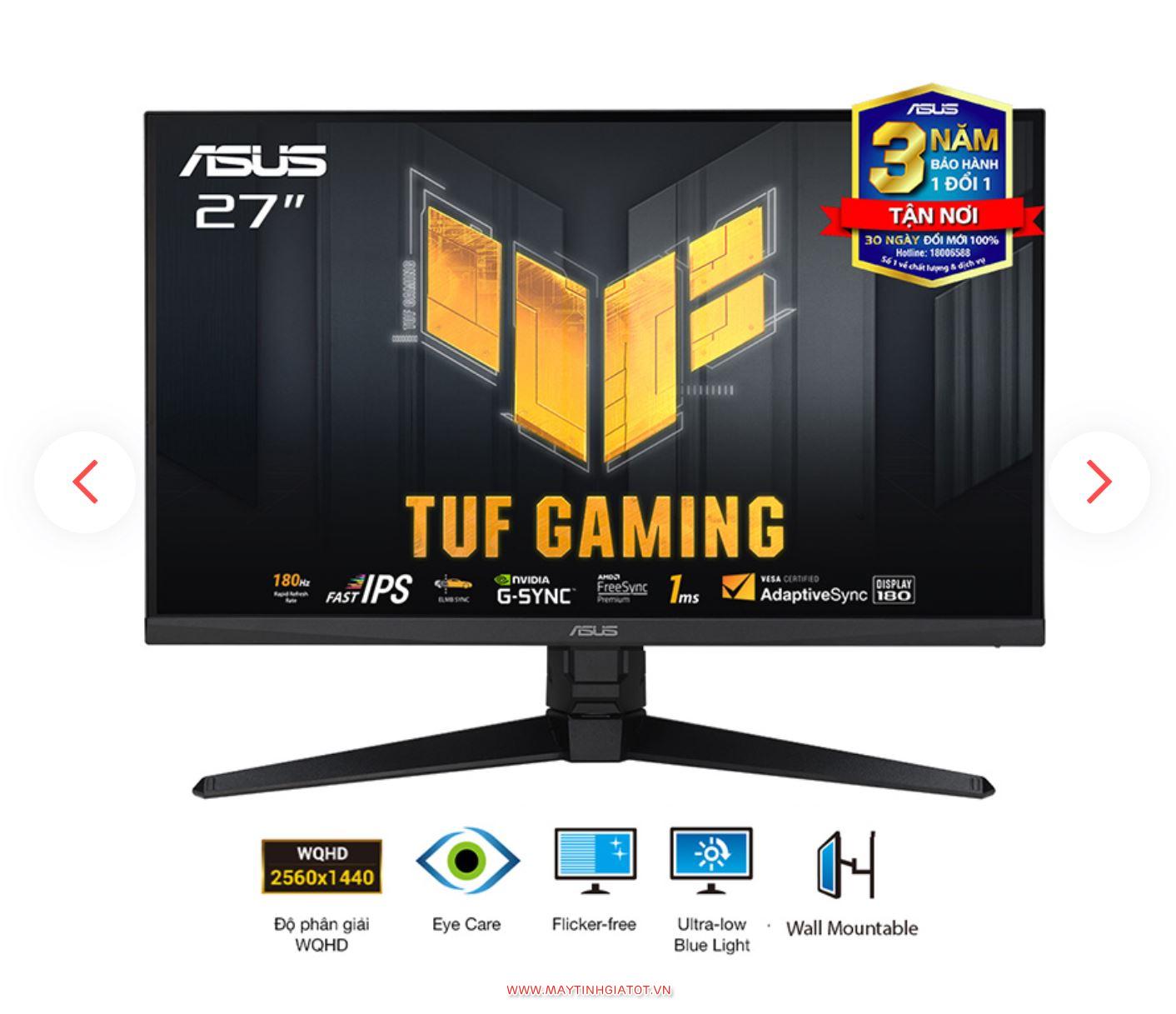 Màn Hình 27 Inch Gaming ASUS TUF VG27AQ3A (27.0 inch-QHD-IPS-180Hz-1ms-FreeSync)